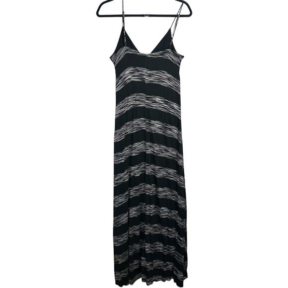 Striped Maxi Slip Dress Black White Small Lined Adjustable Long Boho City Chic - Picture 3 of 14
